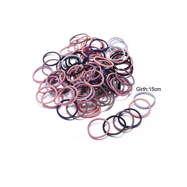 LRC Ikat Rambut Fashion Color Color High Elastic Seamless Children's Hair Ring 100 Pieces D02364