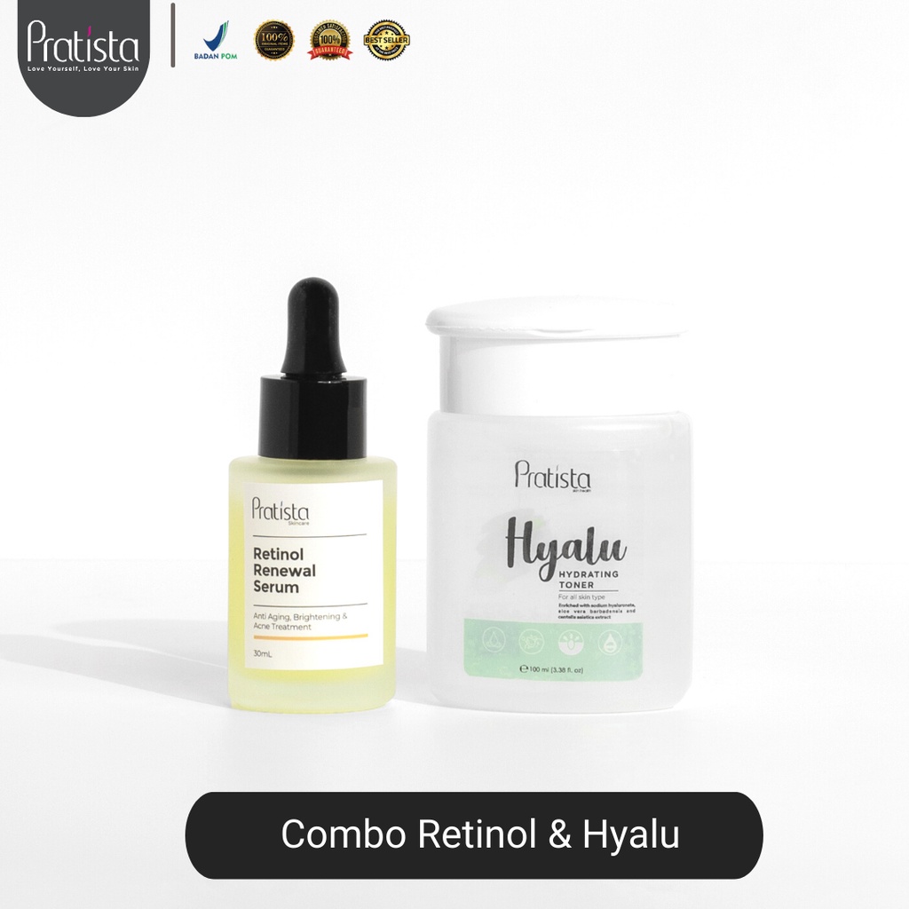 Pratista Paket BEST COMBO Hyalu Hydrating Toner + Retinol Renewal Serum 100% ORI