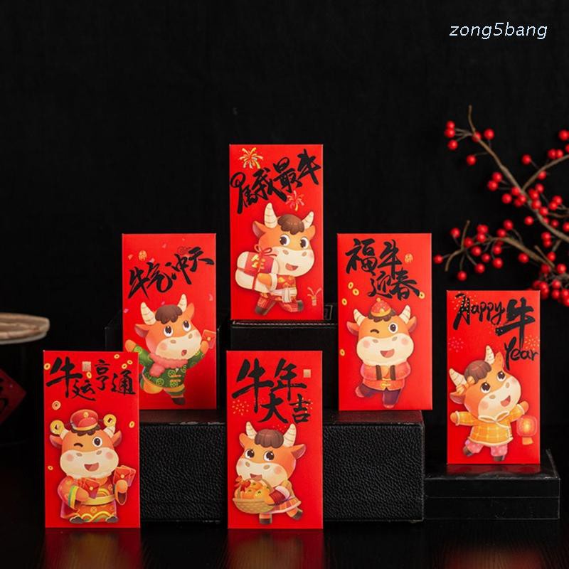 Zong 12pcs 24pcs 2021 Year Of The Ox Red Envelopes For Chinese New Year Red Packet Lai See Lucky Hong Bao For Spring Festival Shopee Indonesia