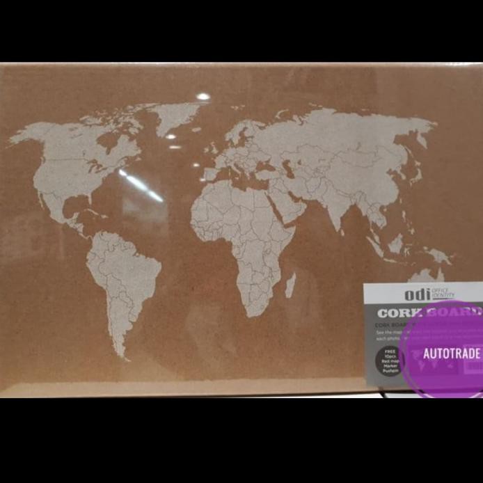 

Bi-Silque Cork Board Papan Mading Fibre Fiber Kayu Peta Dunia 60X40Cm