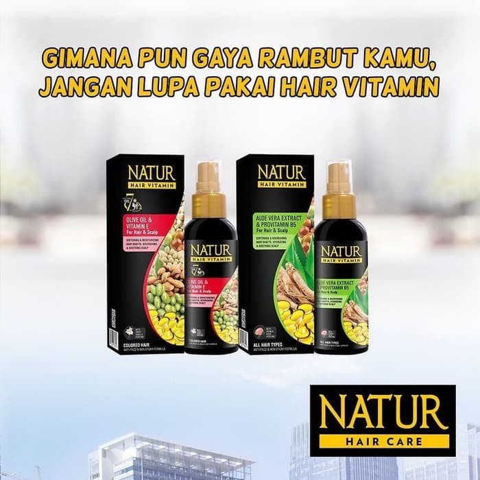 NATUR Hair Vitamin Aloe Vera Olive Oil Ginseng Extract Vitamin E 80ml Vitamin Penguat Penyubur Rambu