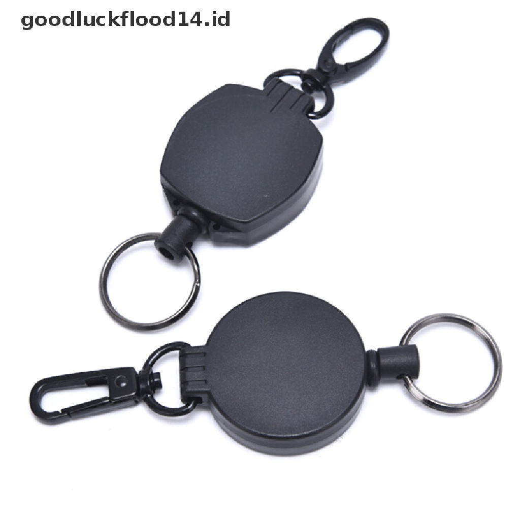 [OOID] Badge Reel Pull Keychain Retractable ID Holder Security Card Clip Key Ring Black ID