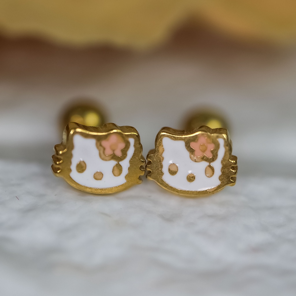 Anting baut hellokitty titanium anti karat korea fashion - ercassia