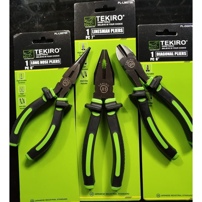 Tekiro Set Tang 3 pc / Tang Kombinasi 7 Inch Tang Diagonal 7 Inch Tang Lancip 7 Inch