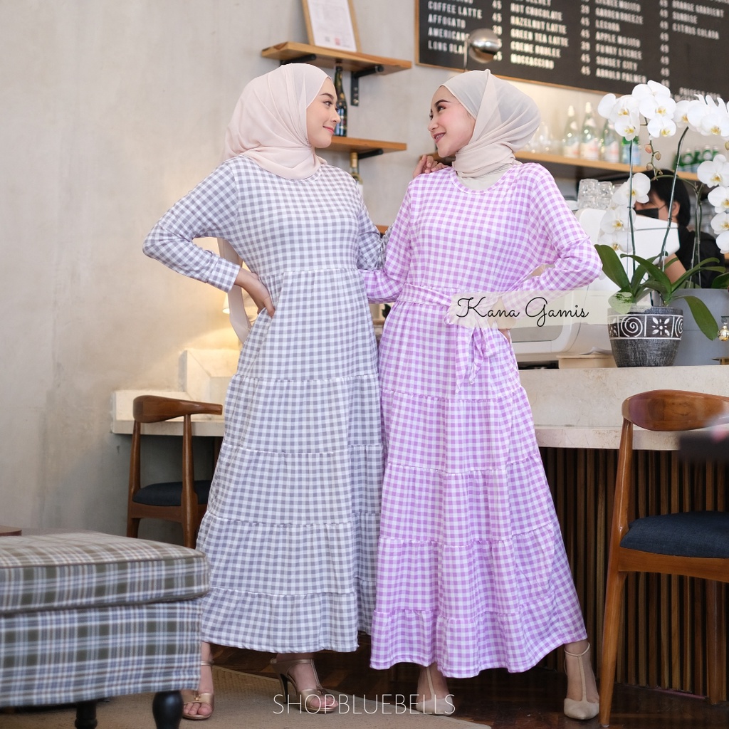 Kana Maxi - Gamis Maxy Dress Muslim Kotak Plaid