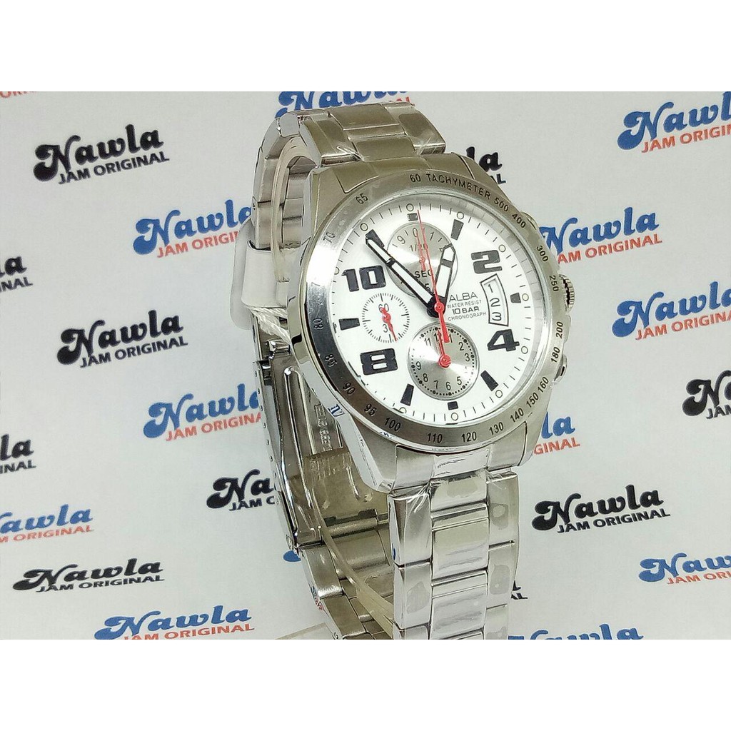 Alba Quartz AF8N05X1 Chronograph White Dial - Jam Tangan Pria AF8N05