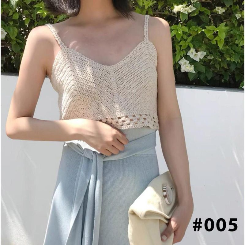 Erfashion Tank Top Polos Rajut Crop Top Imp Vest Candy Outer Import | Tanktop Tali Crop Top Korea Le