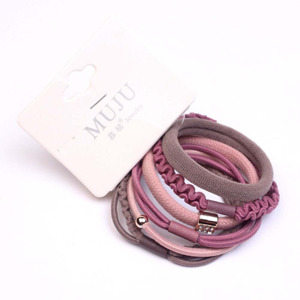 MURMURE.ID | IKAT KARET RAMBUT KOREA MIX PATTERN SET 6 PCS IKAT RAMBUT MUJU HA050-4