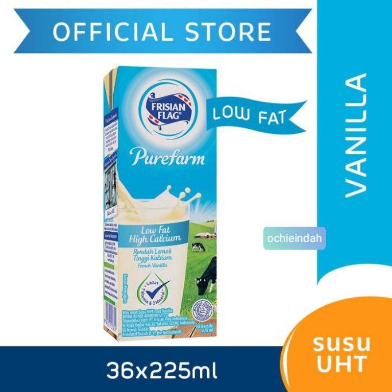 

FRISIAN FLAG UHT PUREFARM LOW FAT FRENCH VANILA 225 ML | 1 Karton