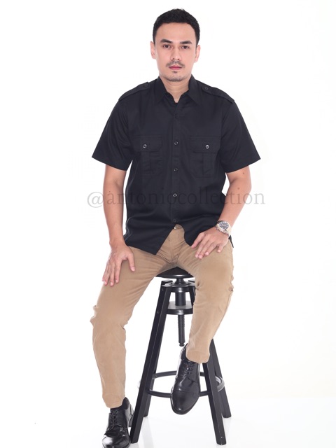 Baju PNS hitam Lengan Pendek, Baju PDH Hitam , Seragam PNS , Kemeja Hitam , Kemeja PNS