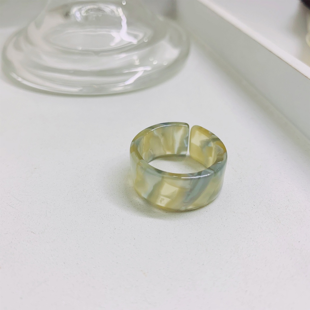 Huluboy Cincin Adjustable Bentuk C Bahan Resin Tebal Warna-Warni Untuk Pesta