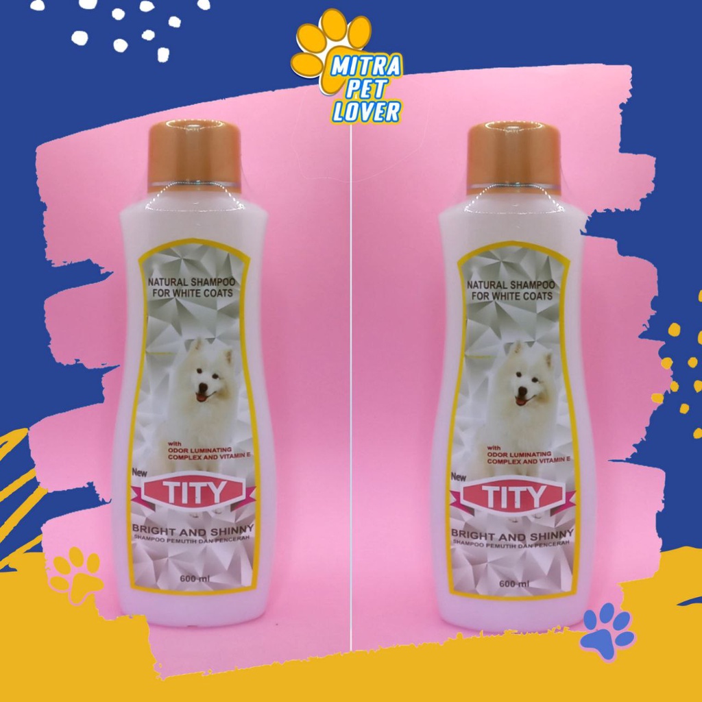 SHAMPO ANJING BERBULU PUTIH - TITY SHAMPOO DOG 600 ML ORIGINAL - UNTUK ANJING BERBULU PUTIH BERKILAU HALUS BERSIH LEMBUT WANGI MENGHALUSKAN MELEMBUTKAN DOGGY PUPPIES DOGGIE PET ANIMAL TAMASINDO OBAT DAN VITAMIN HEWAN BINATANG PELIHARAAN MITRAPETLOVER