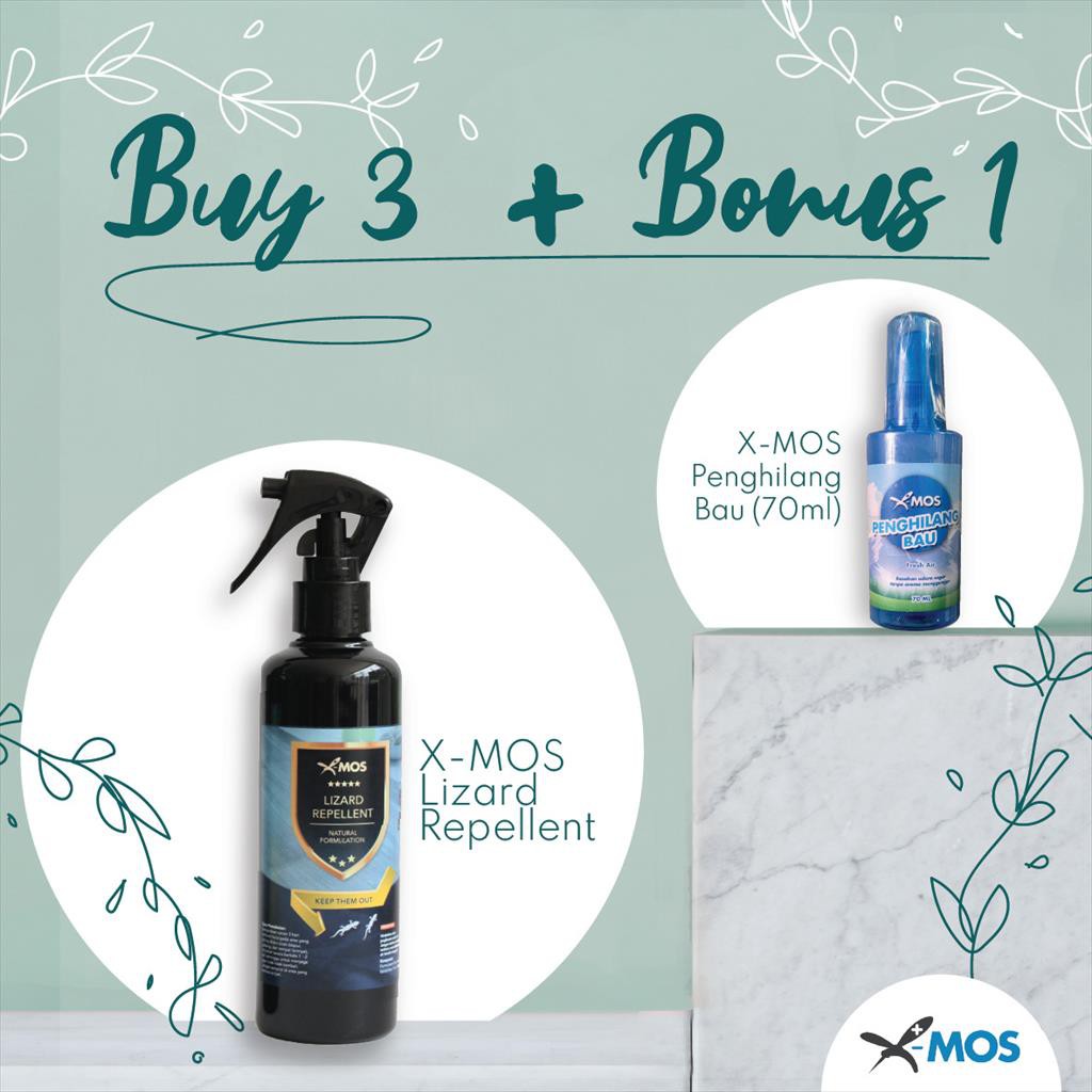 Paket XMOS 3 Lizard repellent 250 ml pengusir cicak tokek biawak