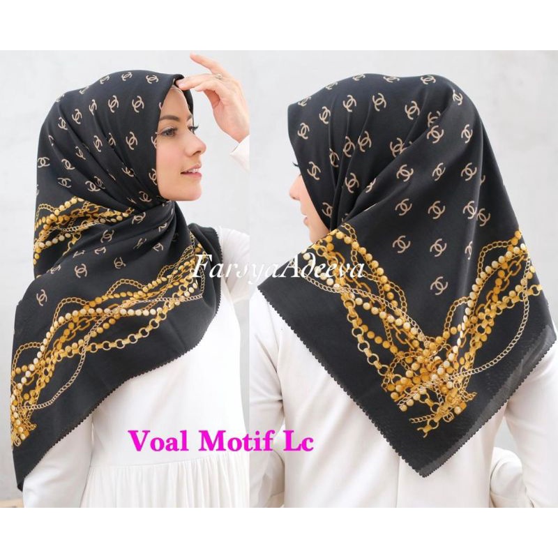 HIJAB VOAL MURAH MOTIF SEGI EMPAT LASER CUT CHANEL DEENAY DENAY