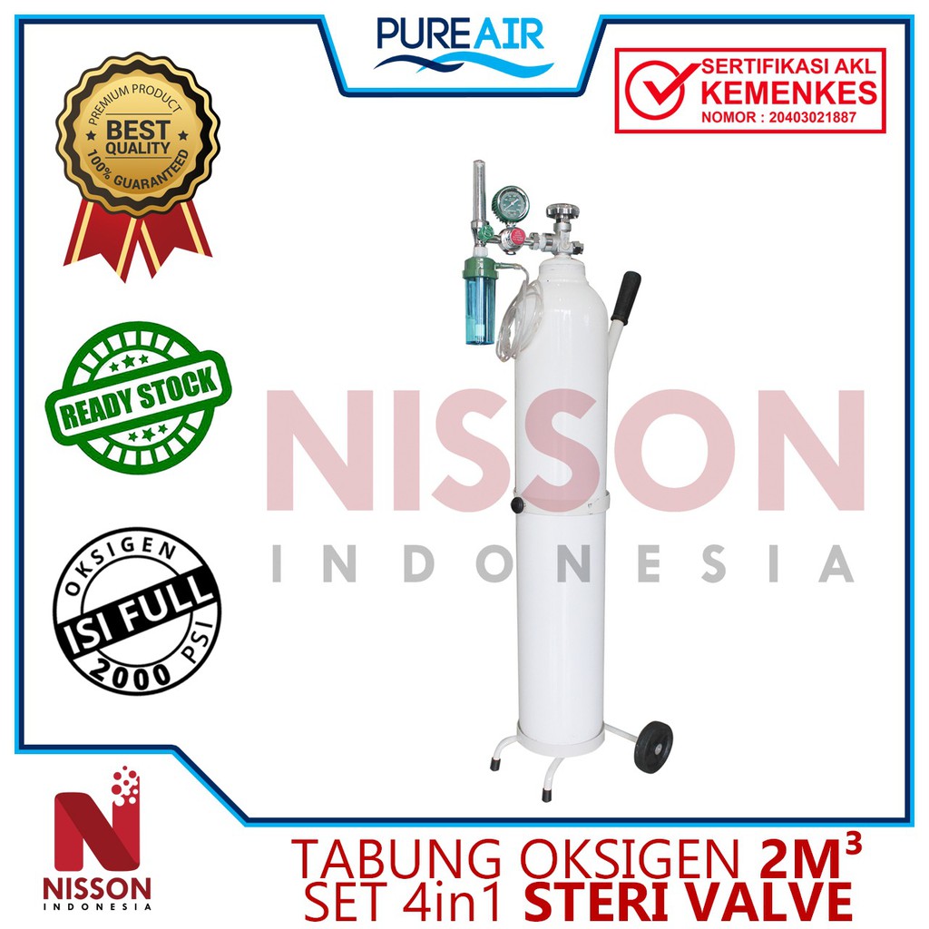 Jual Tabung Oksigen Pure Air 2m3tabung Oxygen Set Komplit 4in1 Indonesiashopee Indonesia 2525