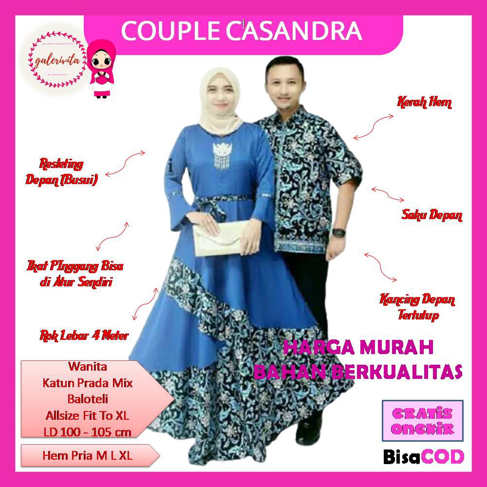 Couple Batik Gamis Kondangan / Batik Sarimbit Gamis Baloteli Terbaru / Sarimbit Batik Pekalongan