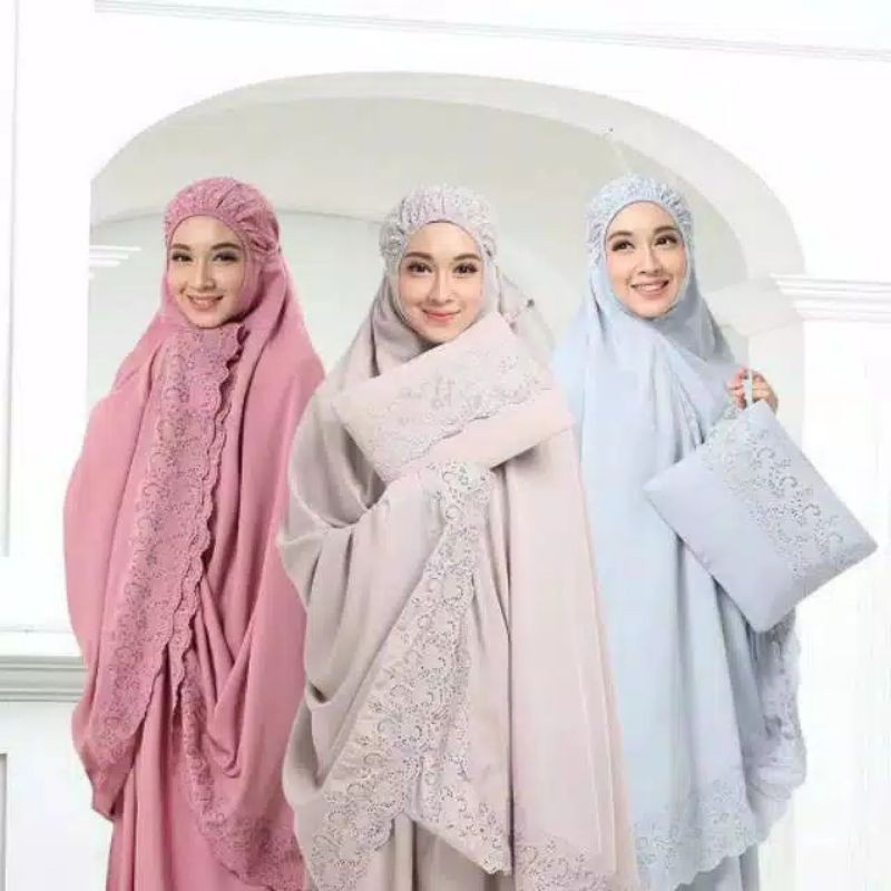 (COD) SET MUKENA KHADIJAH JUMBO DEWASA  KATUN ADEM BORDIR MEWAH /MUKENA SITI KHADIJAH