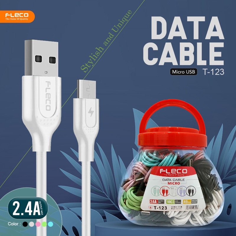 PROMO ~1TOPLES ISI 40PCS T123 T124 T125 KABEL DATA MAKARON FLECO ORIGINAL MICRO TYPE C ip8