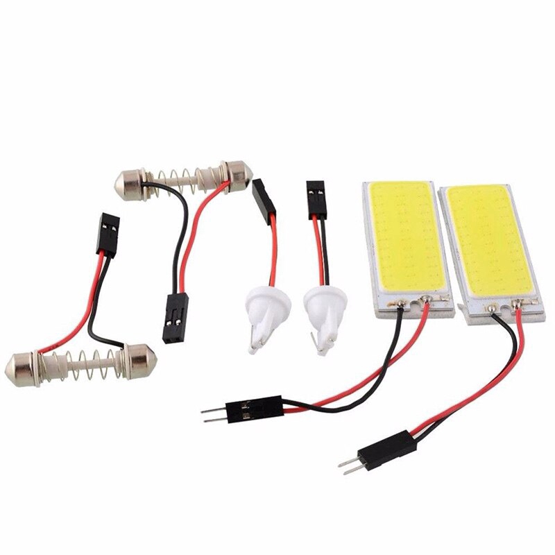 Hot Sale/Lampu Panel Interior Mobil LED COB 36warna Putih, Bohlam Lampu Panel Interior Mobil 12V Dengan T10 BA9S Dan Adaptor Lampu Kubah