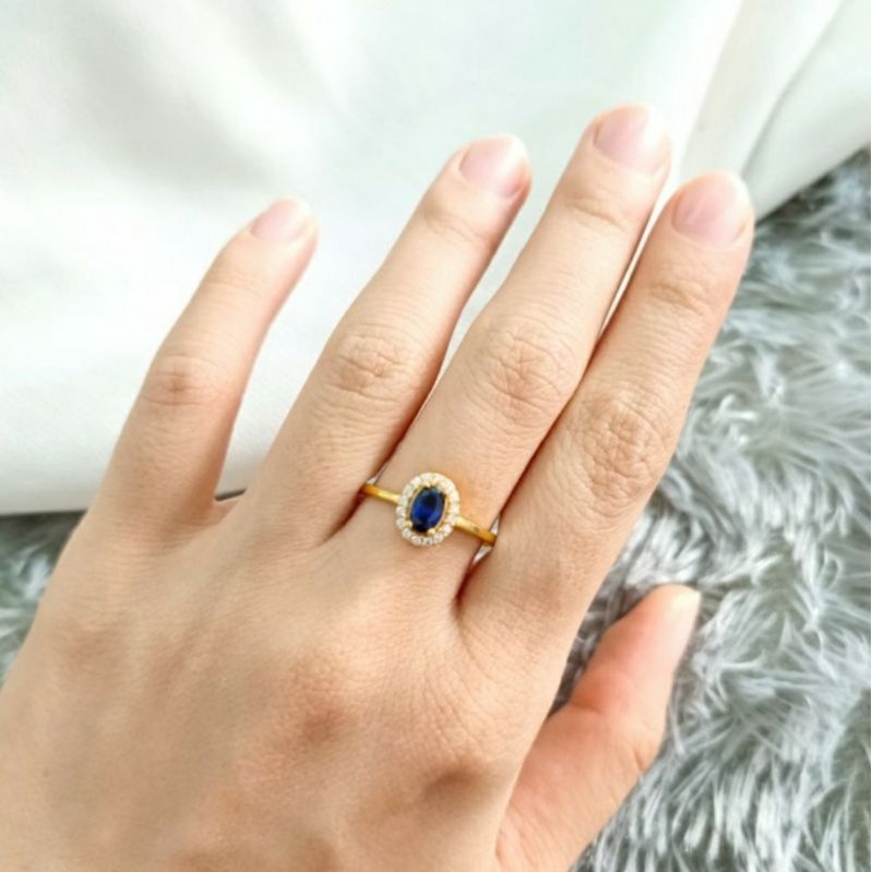 Cincin Ulir Permata Putih Emas asli