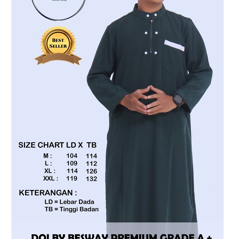 Promo{Jubah Gamis Muslim Pria }Fashion Muslim/Jubah Gamis Pakistan HIJAU BOTOL.