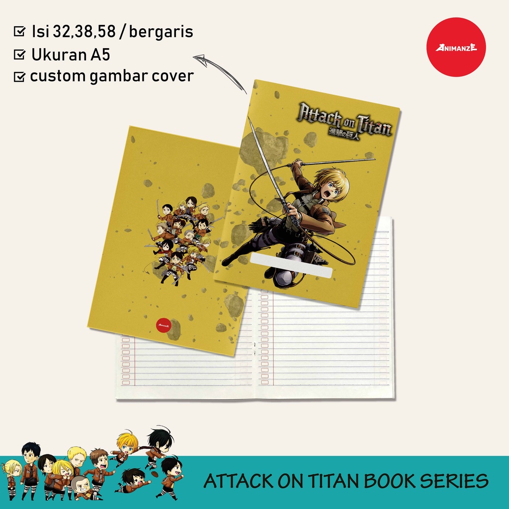 

BUKU TULIS ANIME ( min.beli 2 pcs ) / Anime Attack On Titan / Attack on Titan Anime / Buku Tulis Sekolah