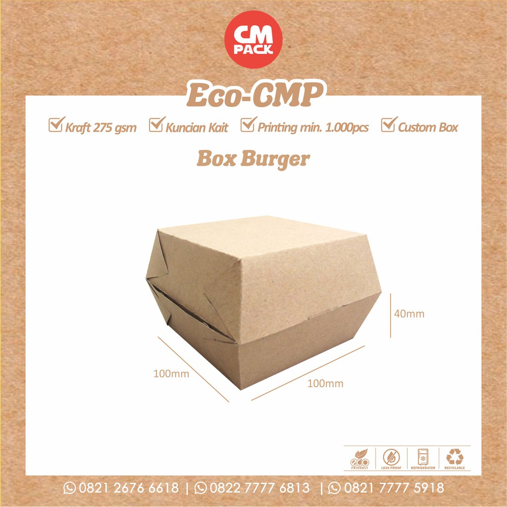 

CMP ECO KRAFT BURGER BOX ( 1 PACK ISI 50PCS )