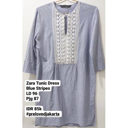 ZARA Tunic Dress Stripes Embroidery Preloved