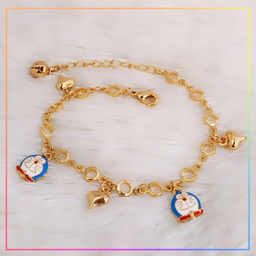 Gelang kaki xuping gelang tangan anak doraemon blue perhiasan lapis emas gold G132