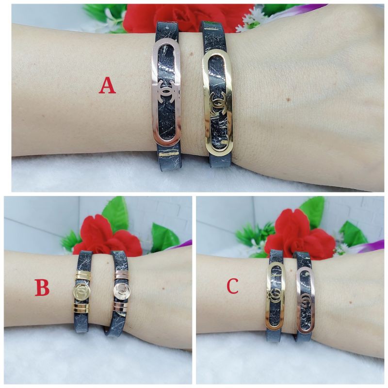 Gelang Kulit Titanium A-F