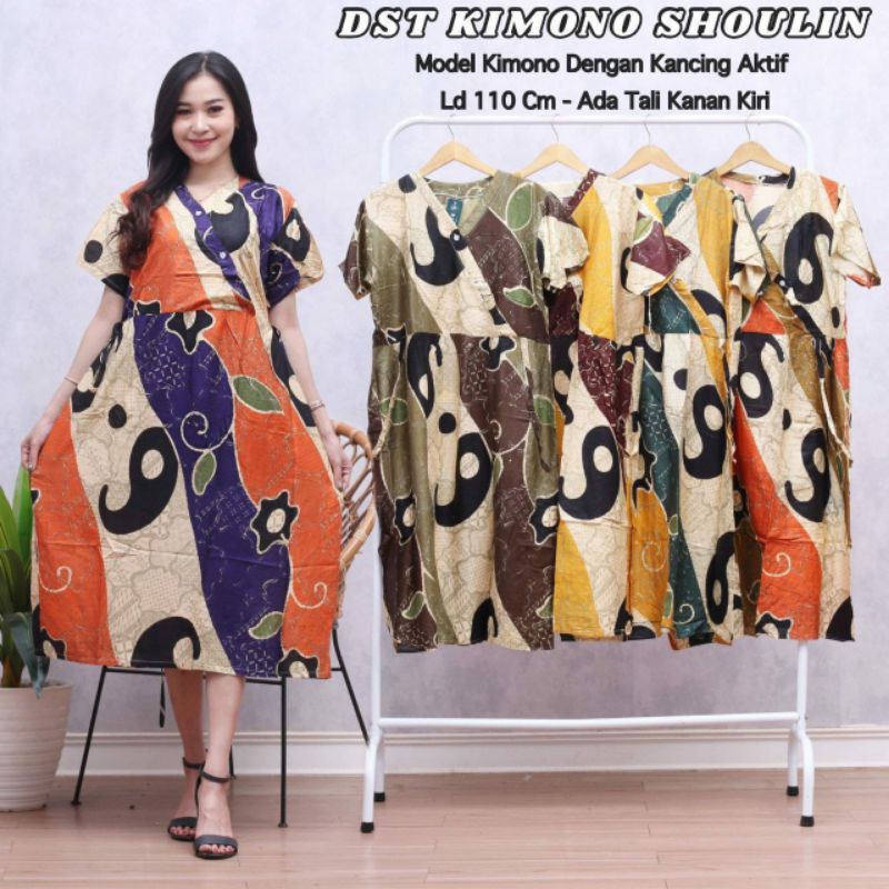 DASTER KIMONO LD 100-110 DADA KANCING TALI SAMPING BAHAN RAYON SANTUNG BERKUALITAS.