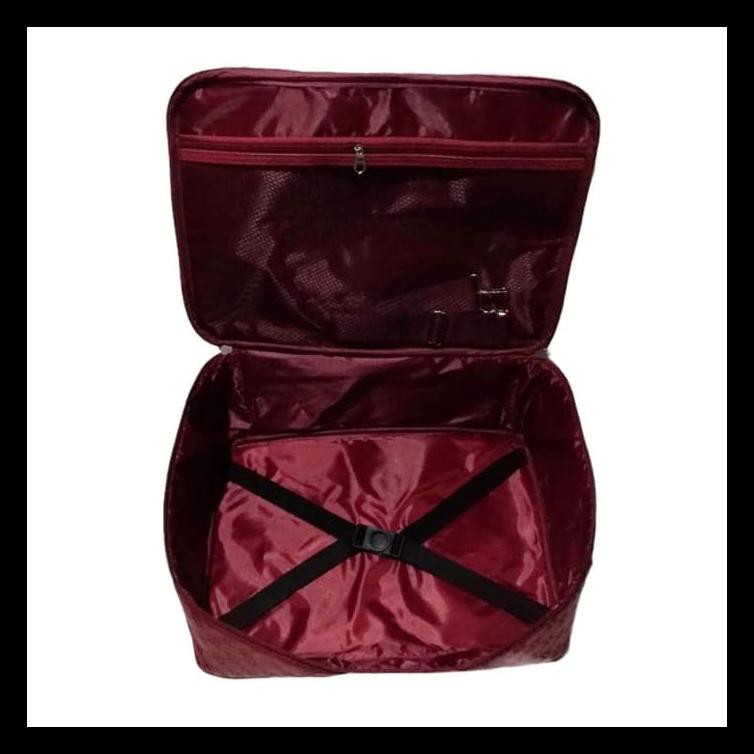 Tas Travel Bag Koper Piknik Besar Tali Panjang Bahan Tebal - Maroon TERLENGKAP