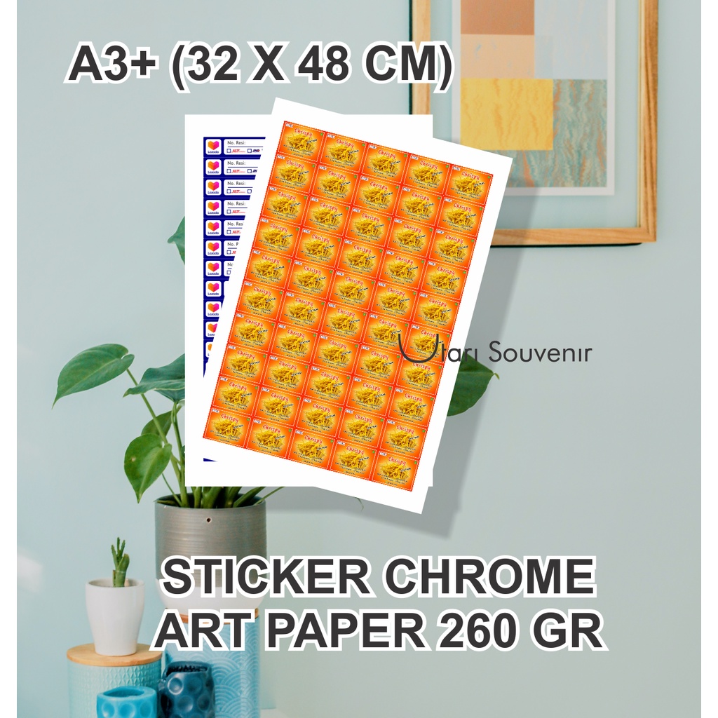 

Utari Souvenir Cetak Stiker Bontax Bontac Bontak Cromo dan Art Paper Free Biaya Desain Potong A3+