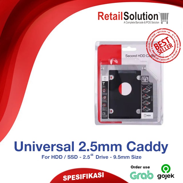 Caddy HDD SSD Slim 2.5&quot; - DVD Slot SATA 9.5mm