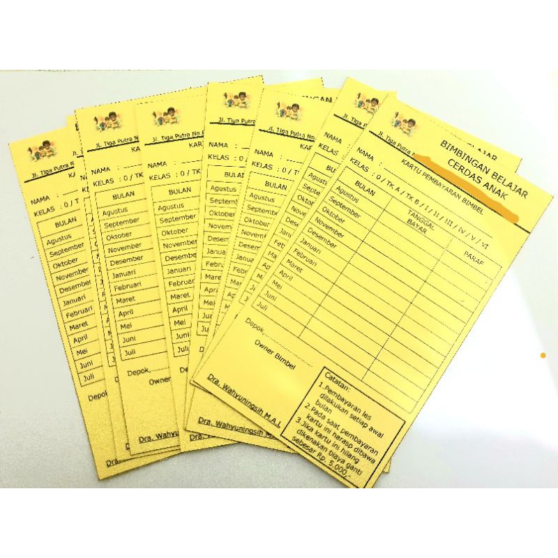 

[CUSTOM]CETAK KARTU IURAN | INFAQ | PEMBAYARAN | LES | KAS RT | STOCK |LEMBAR PRESTASI SANTRI | SPP | ANGSURAN | KAS KELAS | KOPERASI (FREE DESIGN)