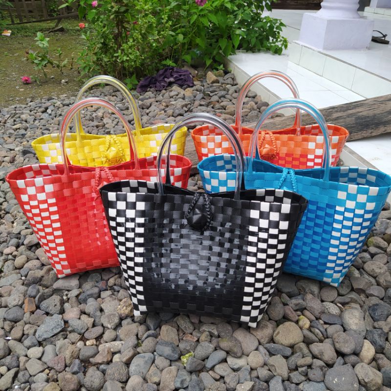 (VERTIK) Tas Belanja/ Tas Wanita/ Tas Mukena/ Tas Souvenir/ Tas kondangan/ Tas Anyaman Premium Situbondo