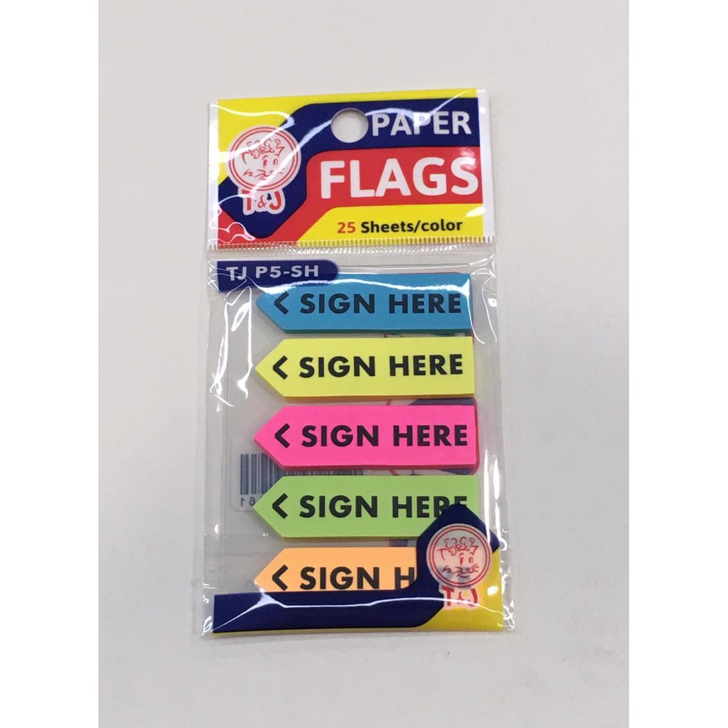 

T&J Labels 5 COLORS PAPER FLAGS TJ P5-SH (SIGN HERE)