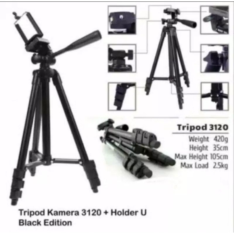 Tripod 3120 black/tripod 3120/tripod murah/limited edition/tripod hp/tripod Camera/foto