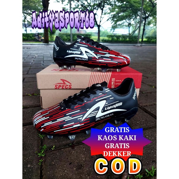 sepatu bola specs alpha out dor terbaru sepatu bola LEIGHTSPEED REBORN IN HITAM MERAH/HITAM GOLD( COD )-2