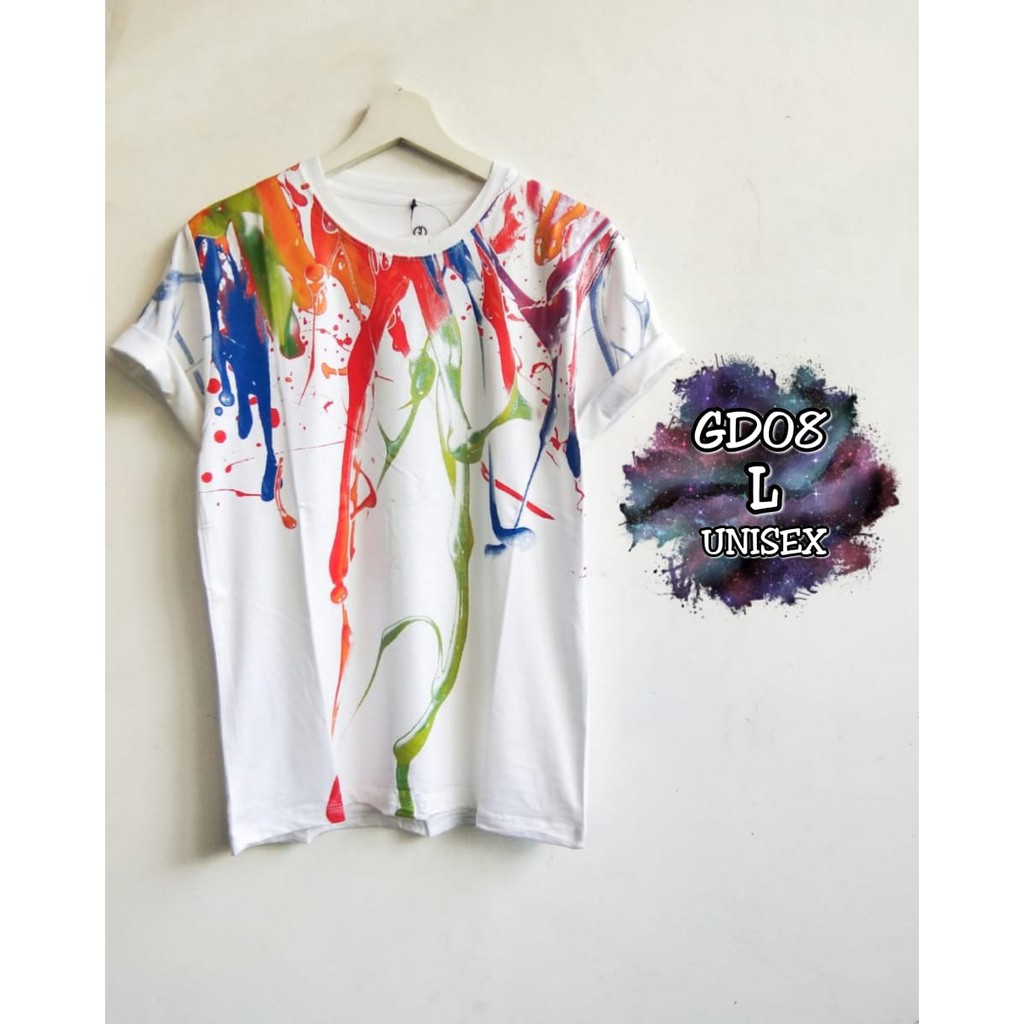 Gd08 Baju Sablon Motif Cat Tumpah Berantakn Kaos Keren Tshirt