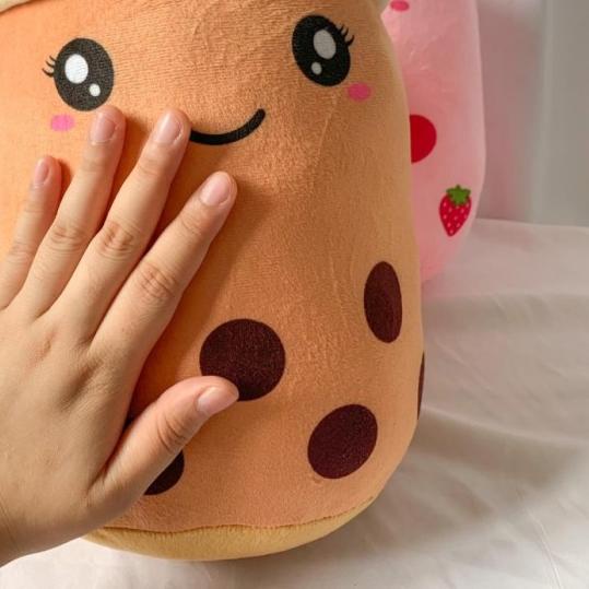 ✲ BONEKA BUBBLE BOBA MILK TEA BROWN SUGAR PLUSHIES BANTAL BOBA DOLL - STRAWBERRY MILK ۞