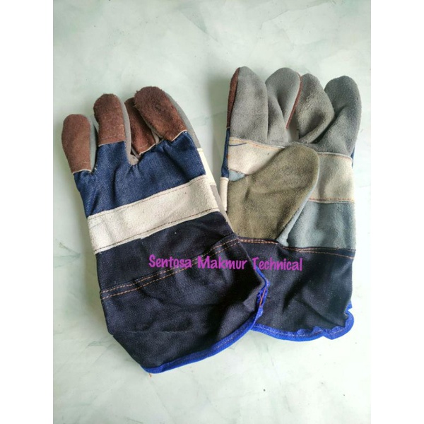 Jual Sarung Tangan Las Kulit Kombinasi Safety Gloves Shopee Indonesia