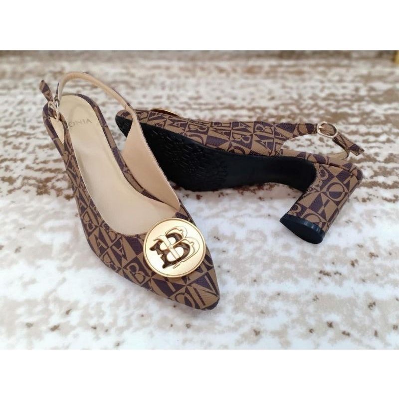 sepatu wanita bonia original sandal heels monogram logo B