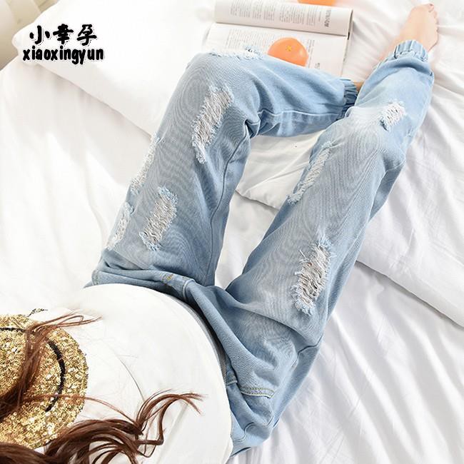Celana Panjang Jeans High Waist Elastis Warna Biru Untuk Celana Panjang Jeans High Waist Elastis Warna Biru Untuk
