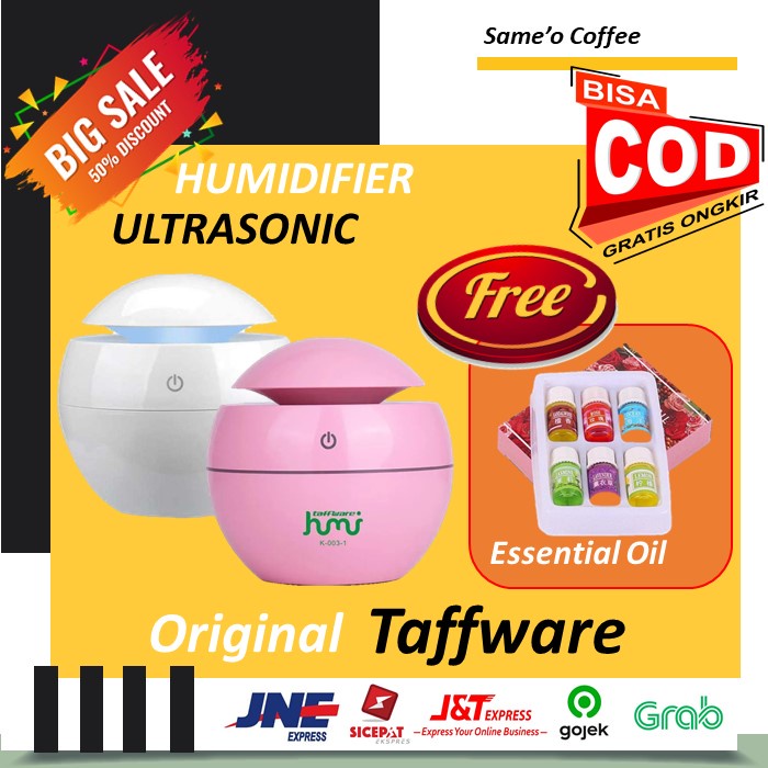 DIFFUSER HUMIDIFIER AROMATHERAPY + ESSENTIAL OIL 6 PCS