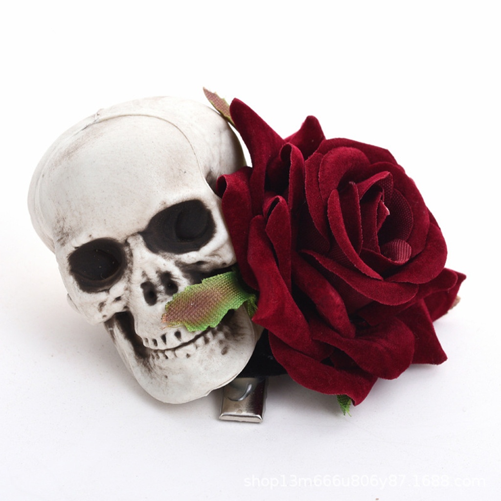 Jepit Rambut Tengkorak Mawar Women Skull Roses Hairclip 8571