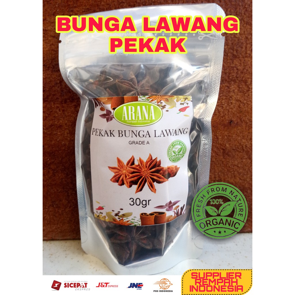 

PEKAK BUNGA LAWANG Import 30gr | 100% Murni tanpa Campuran Grade A Star Anise