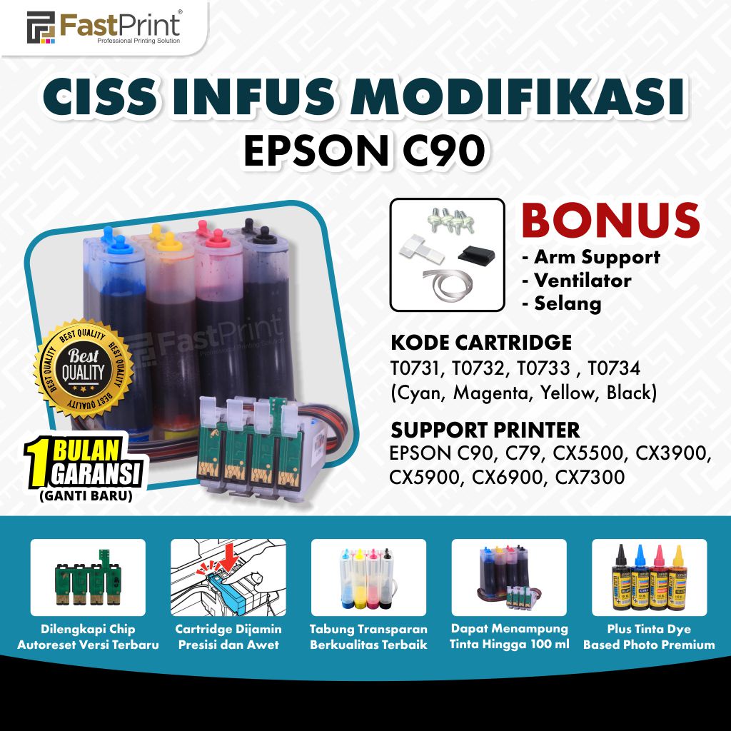 Fast Print Ciss Infus Modif Printer Epson C90 C79 CX5500 CX3900 CX5900 CX6900 CX7300 Plus Tinta