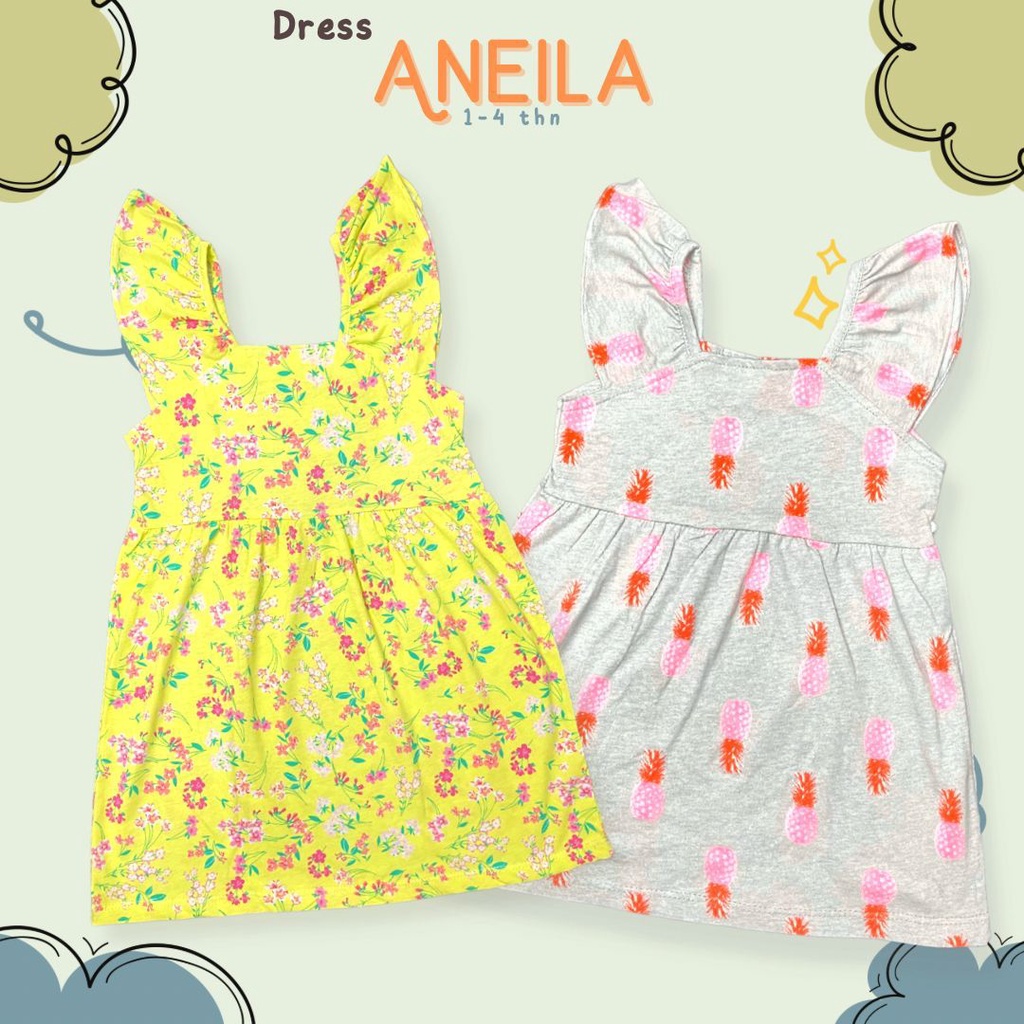 CALLYSTA DRESS ANEILA DRESS ANAK MOTIF LUCU PAKAIAN BAJU ANAK FASHION ANAK PEREMPUAN 1-4 TAHUN