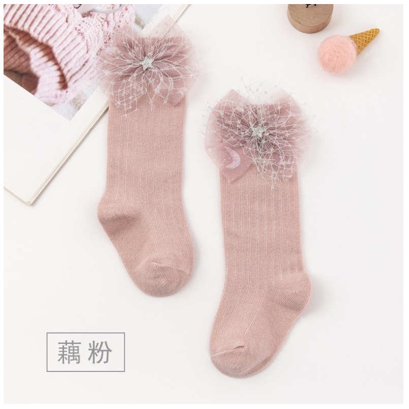 Kaos Kaki Panjang 0-2 Tahun Starry Bow Fashion Girl Korea Style dengan Pita Manis dan Bintang untuk CBKS LC